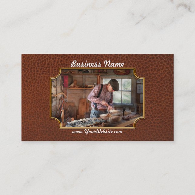 Cartão De Visita Woodworker - cinzelando - cinzelando um pato (Frente)