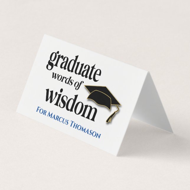 Cartão De Visita Words of Wisdom Advice Card For Graduation (Frente)