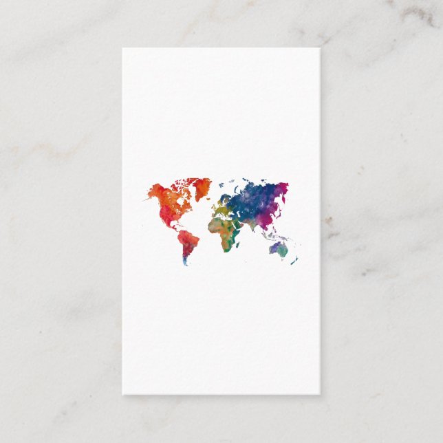 Cartão De Visita World map in watercolor (Frente)