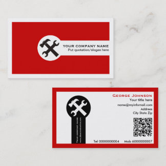Cartão De Visita Wrench and hammer handyman construction red
