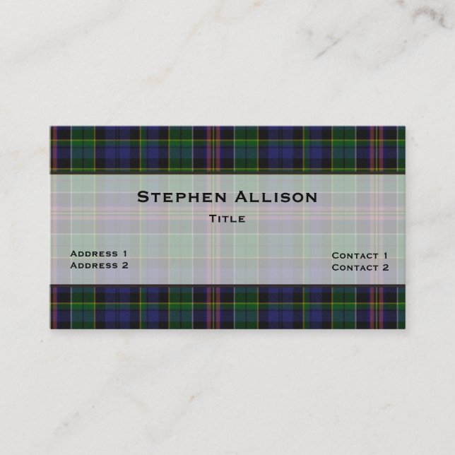 Cartão De Visita Xadrez Allison Tartan Personalizada (Frente)