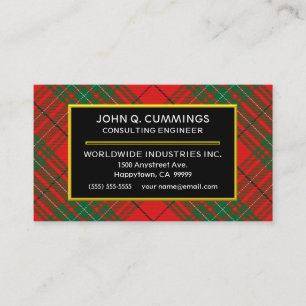 Cartão De Visita Xadrez de Clã Escocês Cumming Red Tartan