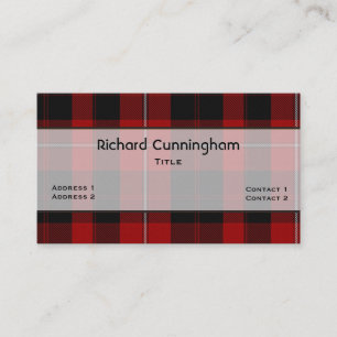 Cartão De Visita Xadrez de Tartan da família Red & Black Cunningham