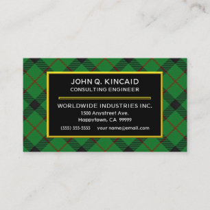 Cartão De Visita Xadrez de Tartan escocesa de Kincaid do clã