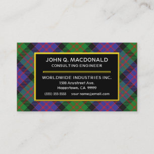 Cartão De Visita Xadrez de Tartan escocesa de MacDonald Donald do