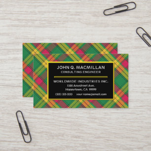Cartão De Visita Xadrez de Tartan escocesa de MacMillan do clã
