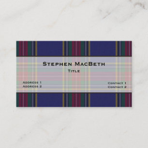 Cartão De Visita Xadrez do MacBeth Tartan personalizada