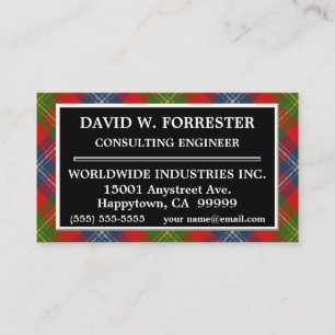 Cartão De Visita Xadrez Escocesa Clan Forrester Tartan