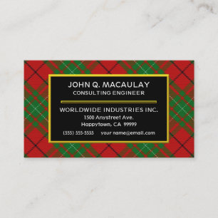 Cartão De Visita Xadrez Escocesa Clan MacAulay Tartan