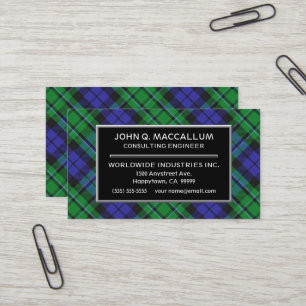 Cartão De Visita Xadrez Escocesa de Clan MacCallum Tartan
