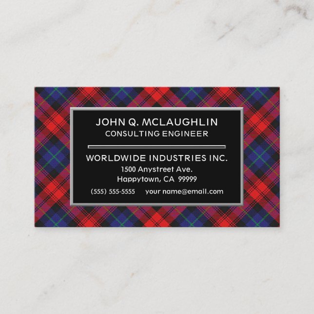 Cartão De Visita Xadrez Escocesa de Clan MacLachlan Tartan (Frente)
