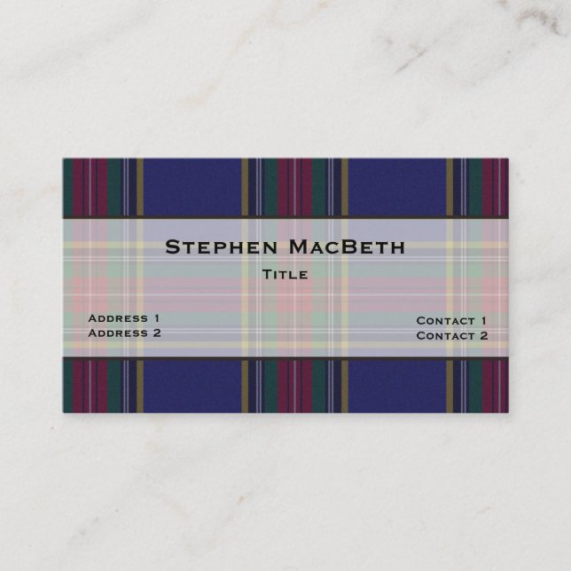 Cartão De Visita Xadrez MacBeth Tartan Personalizada (Frente)
