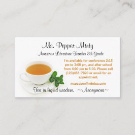 Cartão De Visita Xícara de Sabedoria Líquida de Chá Informações sob