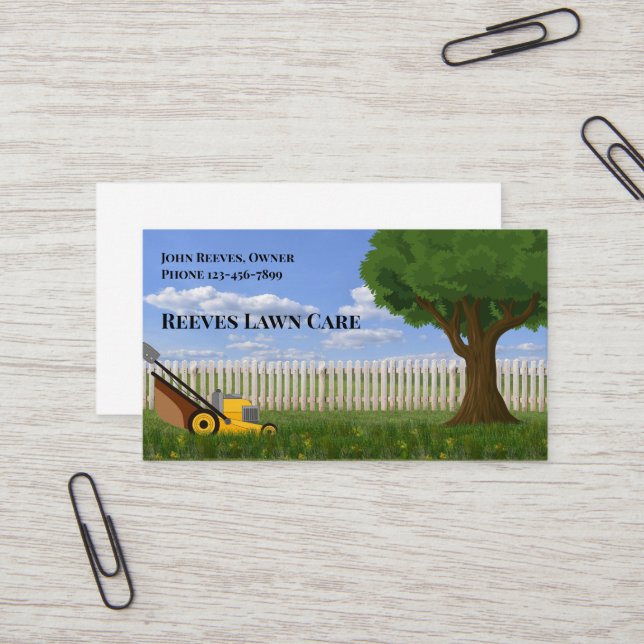 Cartão De Visita Yard Lawncare Landscaping Service Business Card (Frente/Verso In Situ)