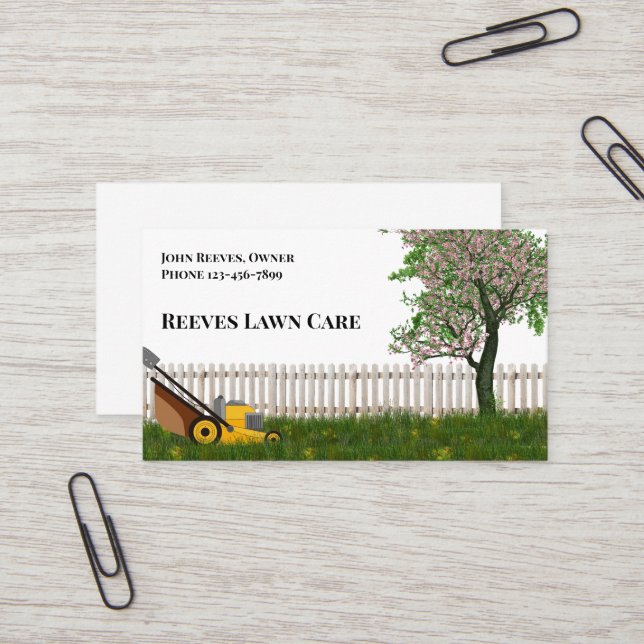 Cartão De Visita Yard Lawncare Landscaping Service Business Card (Frente/Verso In Situ)