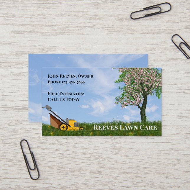Cartão De Visita Yard Lawncare Landscaping Service Business Card (Frente/Verso In Situ)
