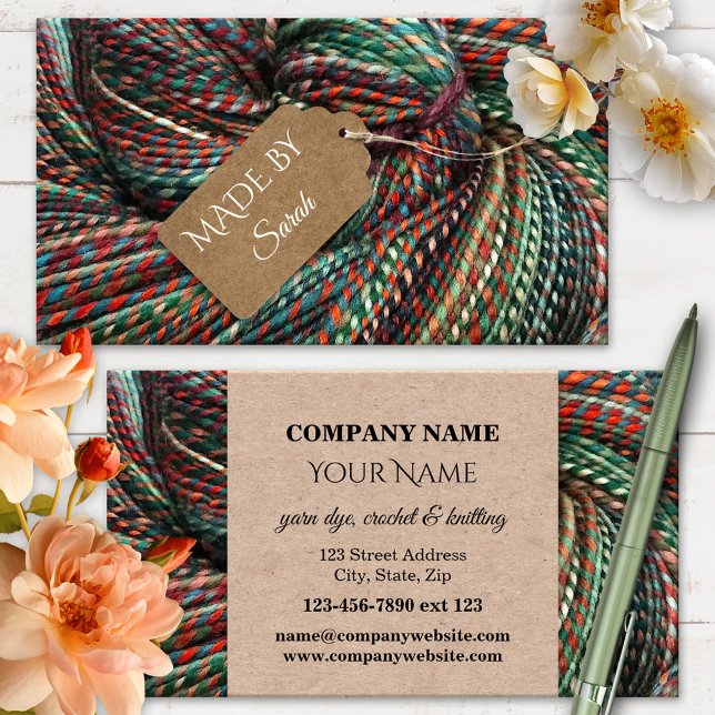 Cartão De Visita Yarn Dye Crochet and Knitting Wool Business Card (Criador carregado)