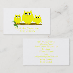 Cartão De Visita Yellow Owls Design
