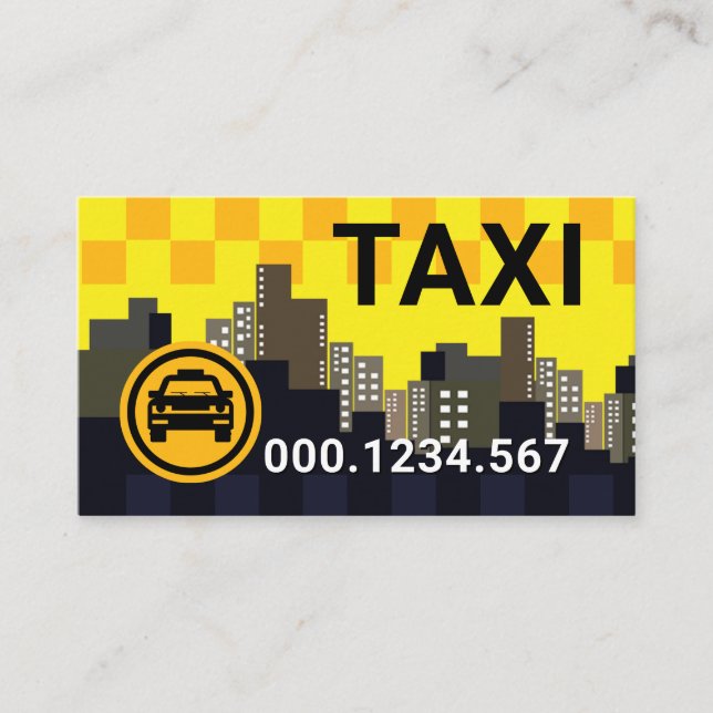 Cartão De Visita Yellow Taxi Check Box Skyline Cab Driver (Frente)
