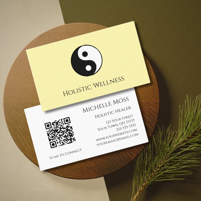 Cartão De Visita Yin Yang QR code Holística Healer Bem-estar (Criador carregado)