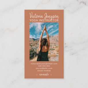 Cartão De Visita Yoga da foto espiritual da meditação Boho terracot