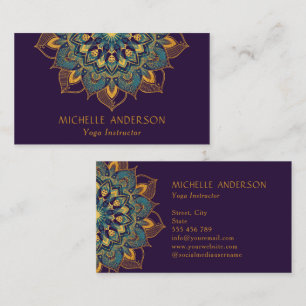 Cartão De Visita Yoga Dourada Mandala