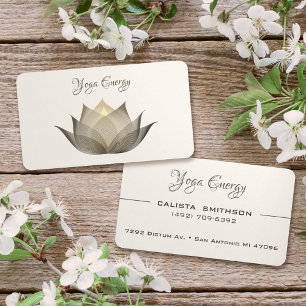 Cartão De Visita Yoga Exclusiva da Arte da Flor Moderna Beige Lotus