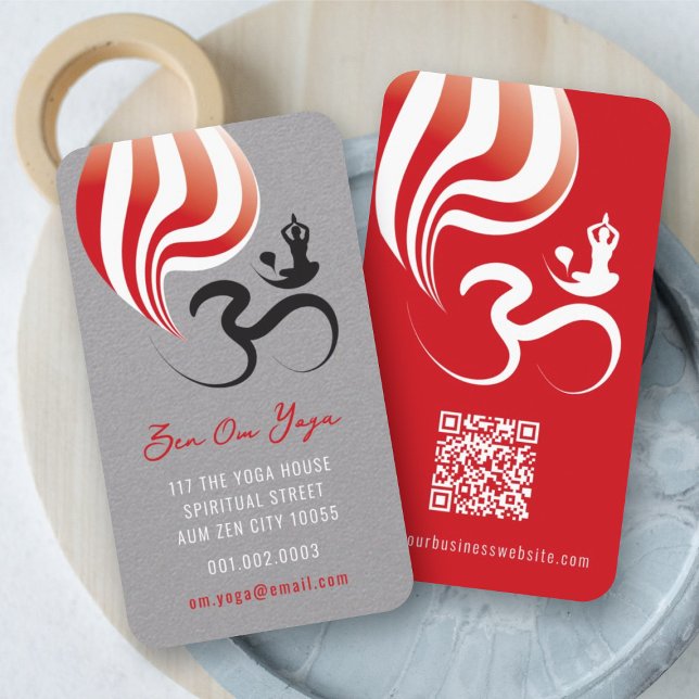 Cartão De Visita Yoga Flame Espiritual Om Ohm Calliografia Zen (Simple Minimalist Zen Spiritual Holistic Yoga Om/Aum Calligraphy Symbol Business Card @ fatfatin)
