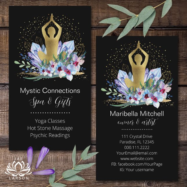 Cartão De Visita Yoga Instrutor Energy Healer Crystals Reiki Spa (Criador carregado)