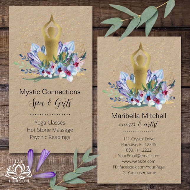 Cartão De Visita Yoga Instrutor Energy Healer Crystals Reiki Spa (Criador carregado)