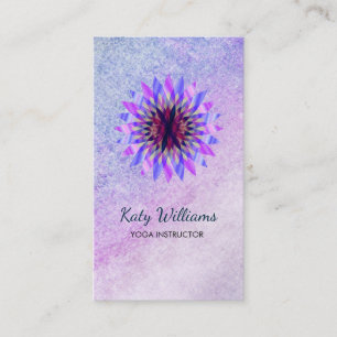 Cartão De Visita Yoga Instrutor Lotus Flower Watercolor Heat