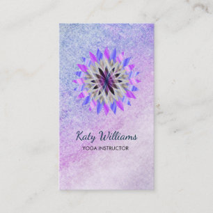Cartão De Visita Yoga Instrutor Lotus Flower Watercolor Heat