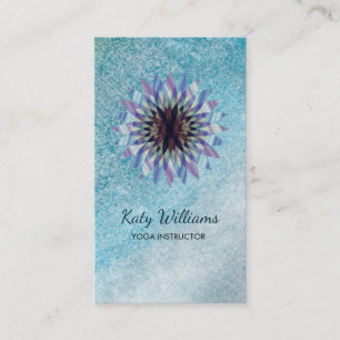 Cartão De Visita Yoga Instrutor Lotus Flower Watercolor Heat