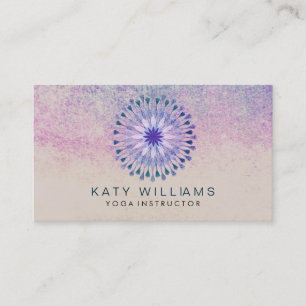 Cartão De Visita Yoga Instrutor Lotus Flower Watercolor rosa