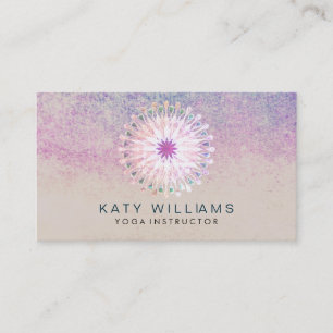 Cartão De Visita Yoga Instrutor Lotus Flower Watercolor rosa