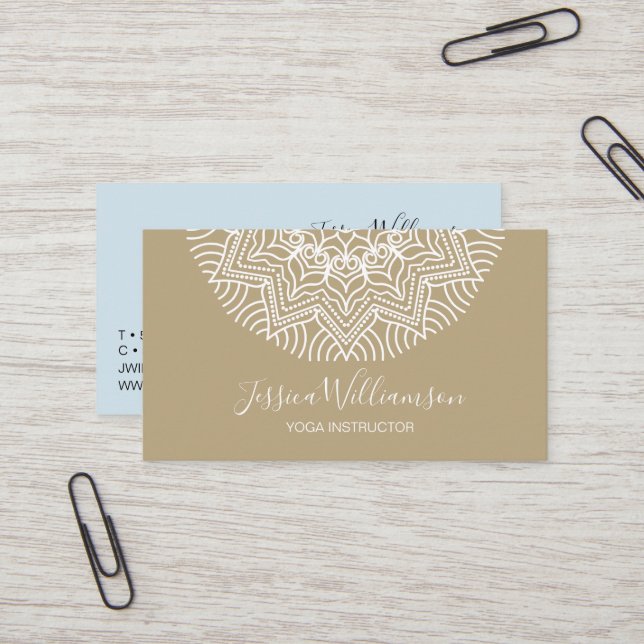 Cartão De Visita YOGA INSTRUTOR MANDALA Tons da Terra (Frente/Verso In Situ)