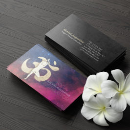 Cartão De Visita Yoga Instrutor Meditation Pose OM - Símbolo Galáxi