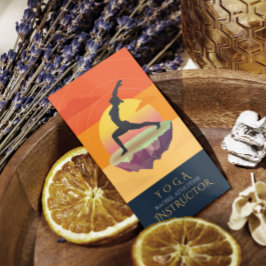 Cartão De Visita Yoga Instrutor Meditation Pose Sun Flying Island