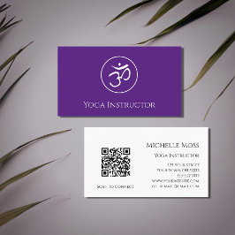 Cartão De Visita Yoga Instrutor Om Símbolo QR código Puro