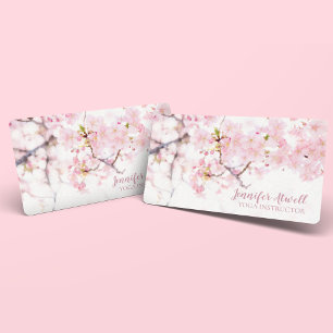 Cartão De Visita Yoga Instrutor Pink Floral Cereja Blossom Trees