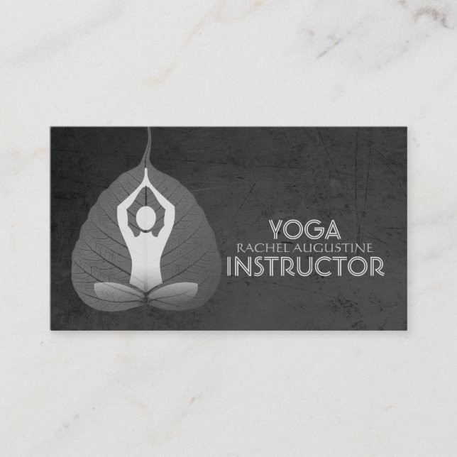Cartão De Visita Yoga Instrutor Studio Meditação Pose Bodhi Leaf (Frente)