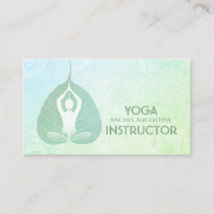 Cartão De Visita Yoga Instrutor Studio Meditação Pose Bodhi Leaf