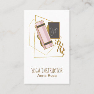 Cartão De Visita *~* Yoga Mat Yoga Instrutor Glitter Dourado Polígo