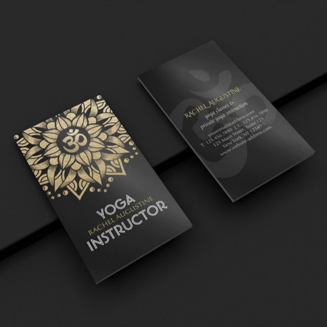 Cartão De Visita Yoga Meditation Instrutor Dourado Mandala Om Símbo (Criador carregado)