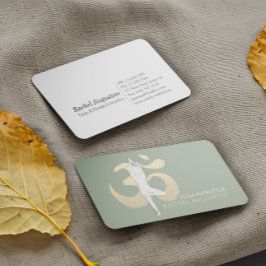 Cartão De Visita Yoga Meditation Instrutor Tree Pose Dourada OM Sin