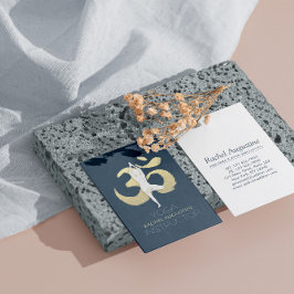 Cartão De Visita Yoga Meditation Instrutor Tree Pose Dourada OM Sin