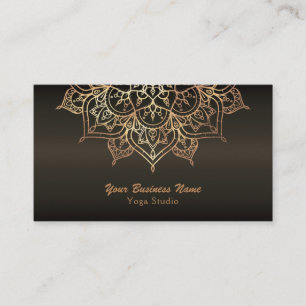 Cartão De Visita Yoga Moderna do Bronze Tereno Dourado de Mandala
