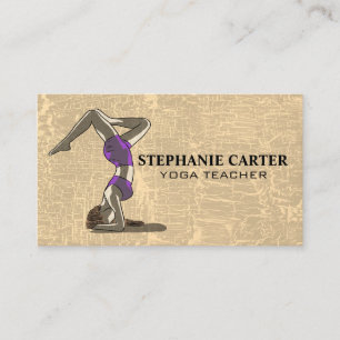 Cartão De Visita Yoga Pose   Cinzas texturizadas