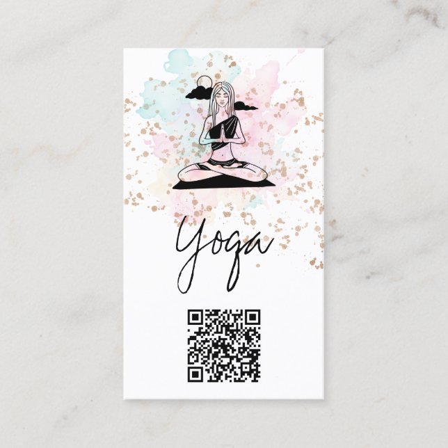 Cartão De Visita *~*Yoga QR AP33 Rainbow Cloud Espiritual (Frente)