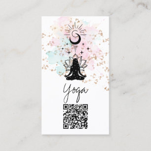 Cartão De Visita *~*Yoga QR AP33 Rainbow Lotus Espiritual